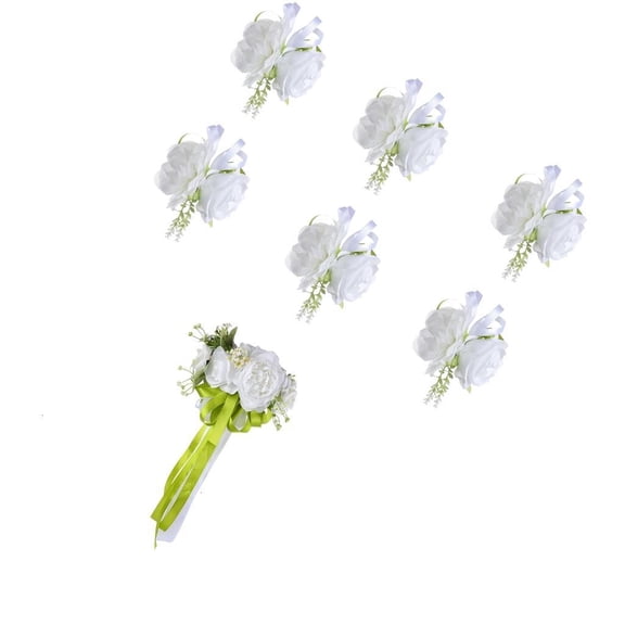 Durable Artificial Wedding Car Flower Decorations Set With White Green Theme For Ceremony Parties Event