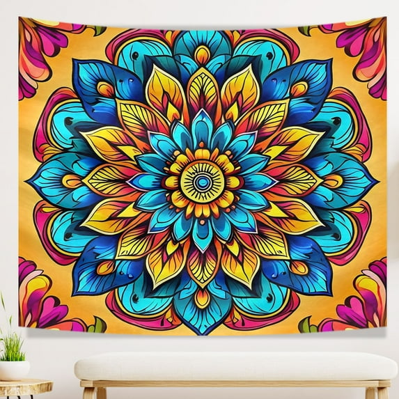 Durable Aztec Symbols Tapestries for Living Room College Dorm House Office - Sophistication Geometric Shapes Boho Tribal College Tapestry Ethnic Design Pattern Home Tapestry - 51x59 Inch