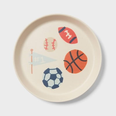 Durable Bamboo Melamine Plate Kids Sports Style