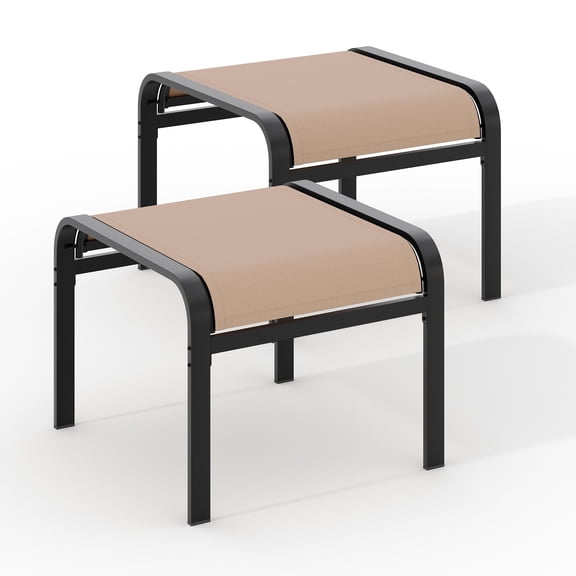 Durable Bed Frame Design Outdoor Patio Ottoman Footstool - Weather-Resistant Metal Frame