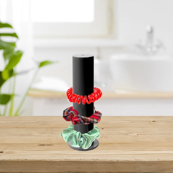 Durable Black Acrylic Hair Tie Stand Organizer Hairband and Scrunchie Rack