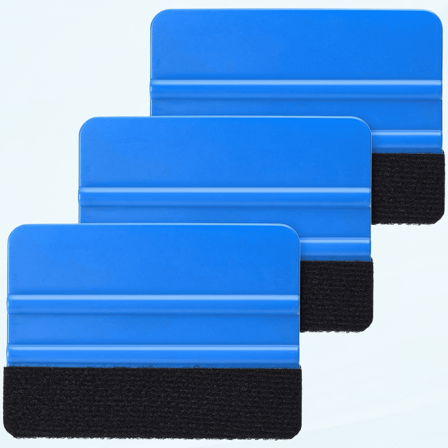 Durable Black Felt Edge Vinyl Squeegee Tool 4-Inch, Car Vinyl Film Wrapping Decal Squeegee Window Tint Work, Professional Scratch Free Squeegee (Pack of 3)