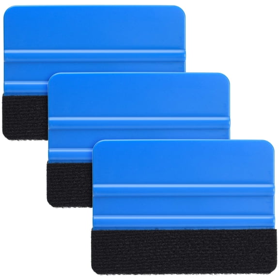 Durable Black Felt Edge Vinyl Squeegee Tool 4-Inch (Pack of 3) | Car Vinyl Film Wrapping Decal Window Tint Work, Professional Scratch Free Squeegee