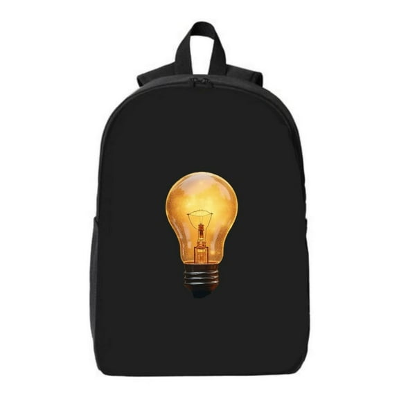 Durable Black School Backpack with Glowing Light Bulb Graphic - Travel Backpack for Men & Women Fits 15 " Laptop & iPad
