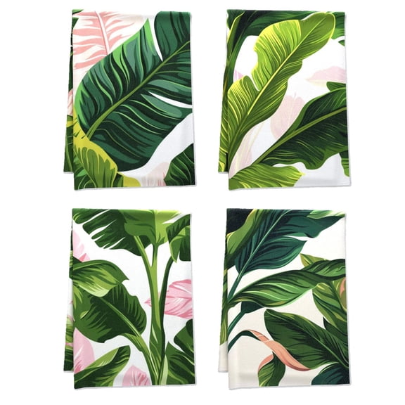 Durable Boho Decorative Tea Towel Plants Leaves Nature Comfortable Towel Set Handy Kitchen Decorative Setbathroom Hand Kitchen Towel for Powder Room Window Kitchen Table 4PCS 16 X 24Inches