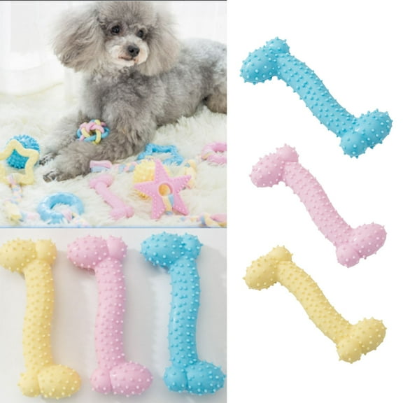 Durable Bone Dog Chew Toy, Spiky TPR Rubber Bone for Small Breeds, Bite-Resistant Puppy Teething Toy, Textured Chew Bone for Dental Health, Soft Rubber Toy for Interactive Play