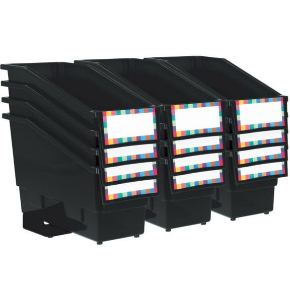 Durable Book And Binder Holder With Stabilizer Wing and Label Holder - 12 Pack