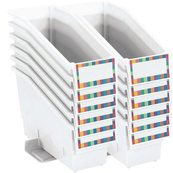Durable Book And Binder Holder With Stabilizer Wing and Label Holder - 12 Pack
