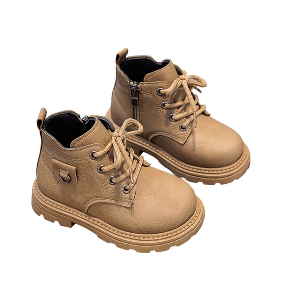 Durable Boys Boots for Winter Outdoor Activities Casual Ankle Booties for Kids for Daily Wear and School Platform Boots(Color:Khaki,Size:4.5-5 Years)