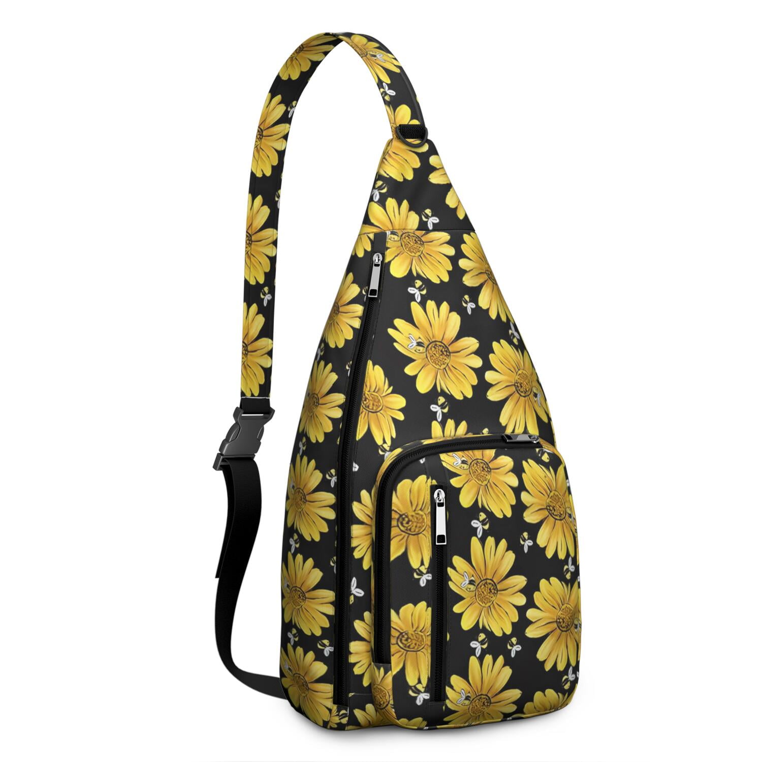 Durable Breathable Sling Bag with Sunflower Pattern for Tactical Use