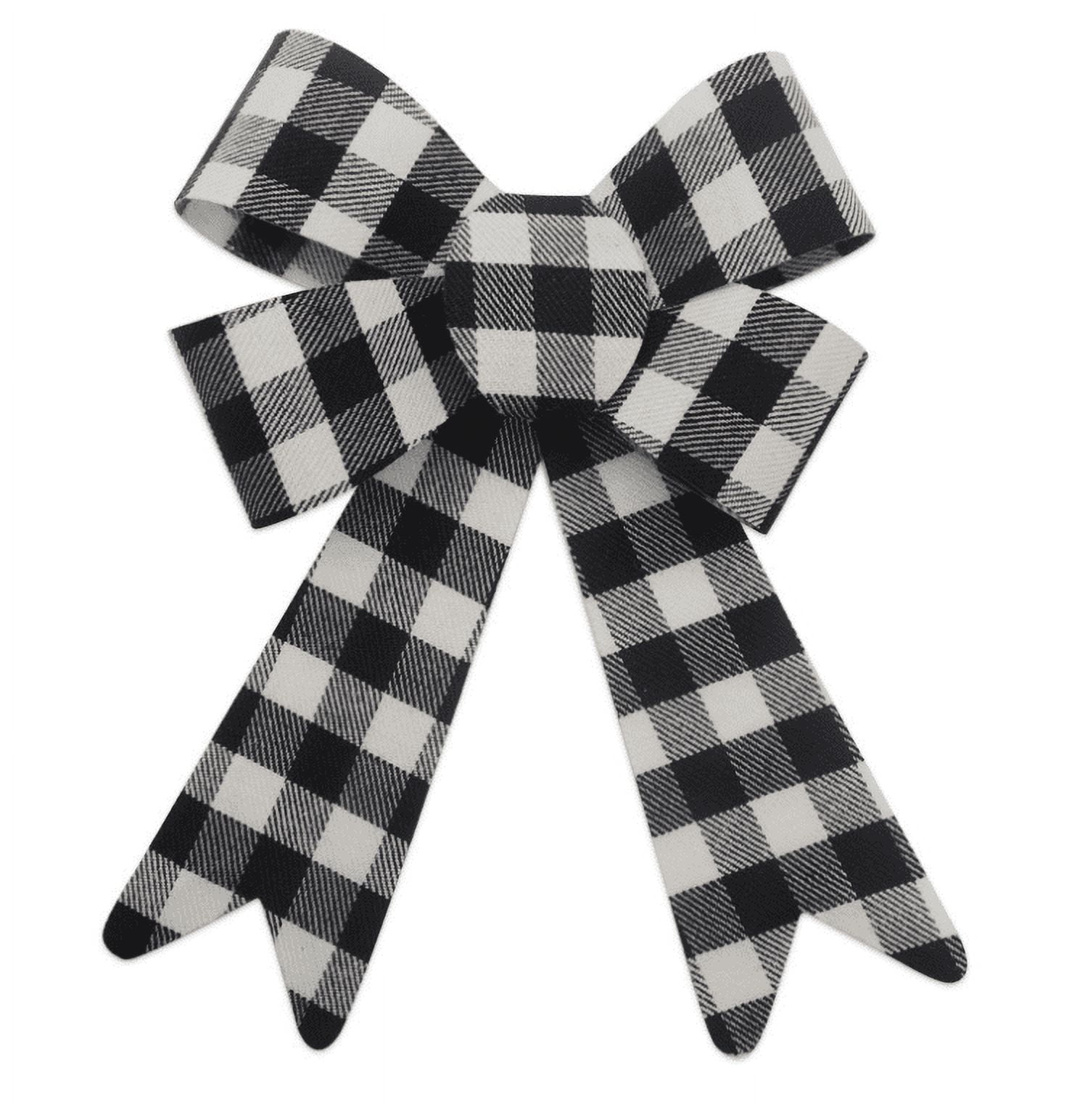 Black and White Buffalo Plaid Bow Tree Topper