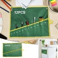 Durable Canvas 12 Pockets Tool Roll Up Storage Bag Tool Bag Roll Up