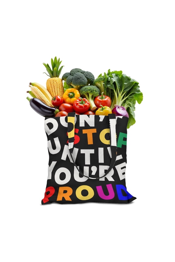 Durable Canvas Feel Tote Bag with Interior Pocket and Vibrant All Over Print, 15x16 Inch, Slogan Print