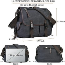 Durable Canvas Laptop Messenger Bag for Men Women, Fits 15.6 Inch Laptop with Multiple Pockets - Anti-Theft Design