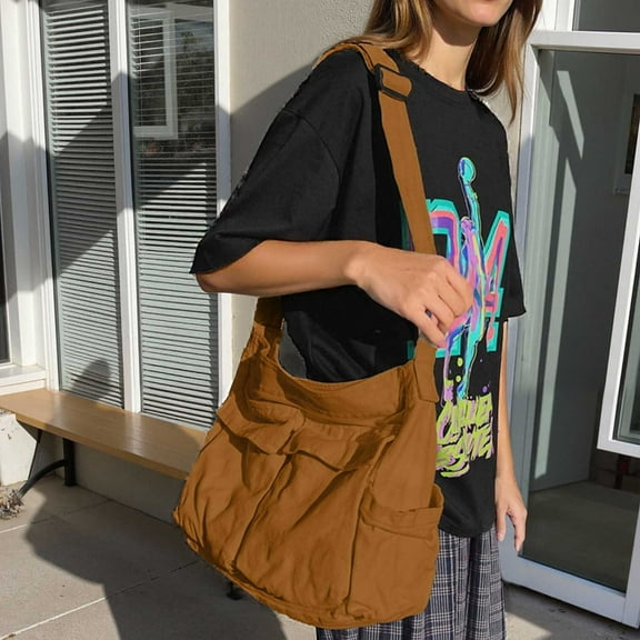 Durable Canvas Messenger Bag for Women Spacious Crossbody Carryall with Casual Boho Design Ideal for Daily Commuting and