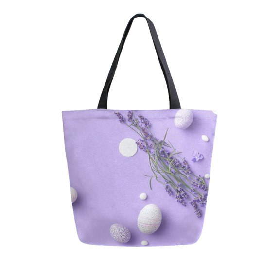 Durable Canvas Tote Bag with Zip Pocket Bags for Woman Shoulder Versatile Carryall for Everyday Use Pastel Purple Color White