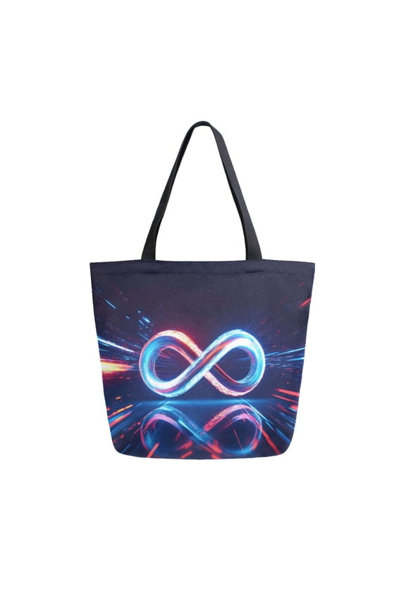 Durable Canvas Tote Bag with Zip Pocket Bags for Woman Shoulder Versatile Carryall for Everyday Use The Infinity Symbol