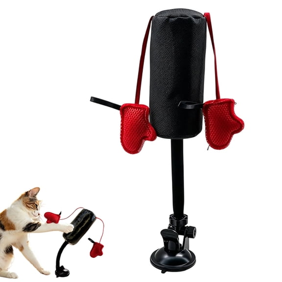 Durable Cat Punching Bag Toy Paw Punch with Boxing Gloves Interactive Suction Cup Activity Center for Indoor Cats Easy Clean