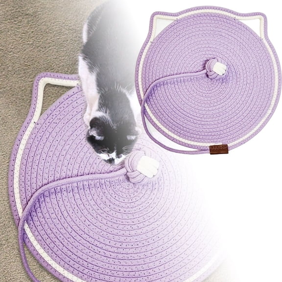 Durable Cat Scratching Pad with Integrated Self-Warming Sleeper and Woven Rope Crawling Mat for Indoor Feline Enrichment