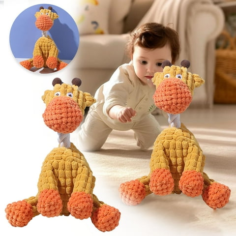 Durable Chew Toy for Dogs Indestructible Giraffe Pet Teething Puppy Teether Interactive Squeaky Sound Biting