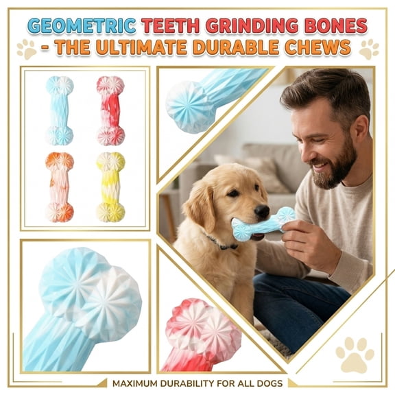 Durable Chew Toy for Dogs Textured Rubber Bone Shape Design for Interactive Play and Dental Health Improvement