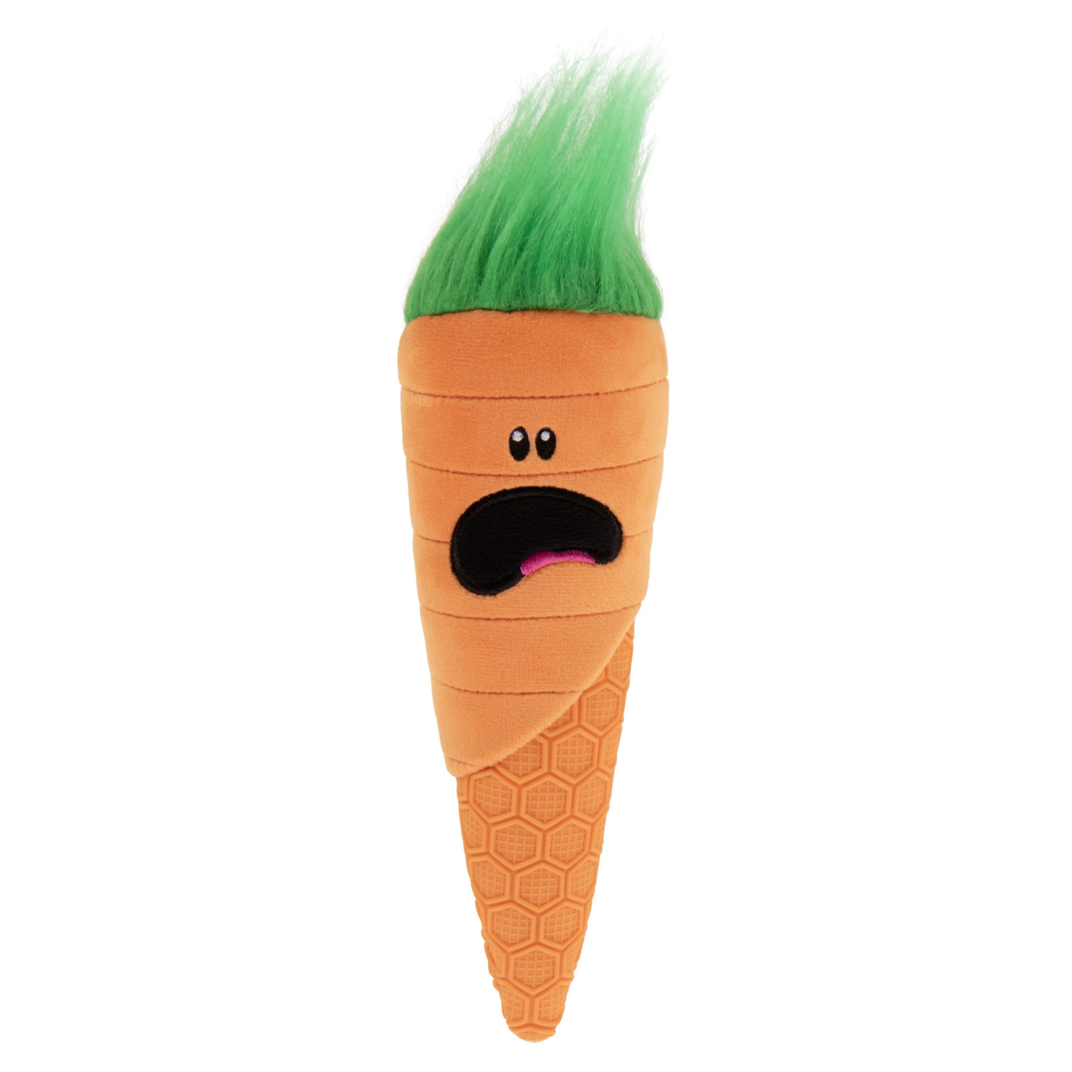 goDog Tough N Texture Carrot Durable Plush & Textured Silicone Squeaky Dog Toy with Chew Guard Technology, Medium, Orange
