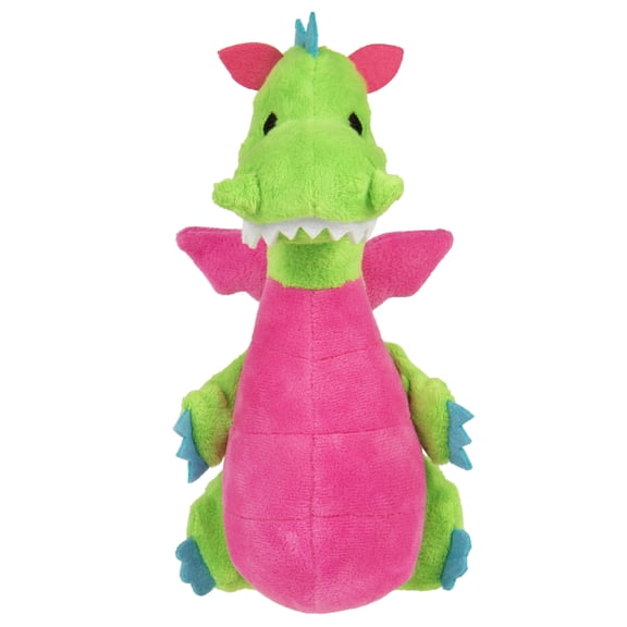 goDog Dragons Pudge Squeaky Dog Toy, Plush with Chew Guard Technology, Green, Medium