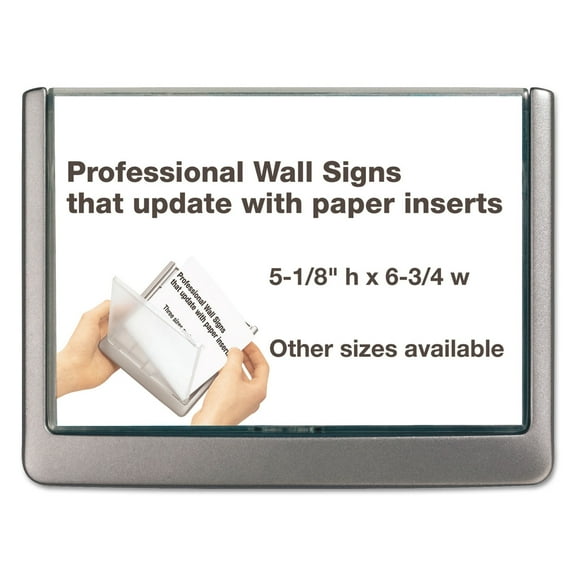 Durable Click Sign for Walls, Glass or Partitions, 5.87" x 4.12", Graphite