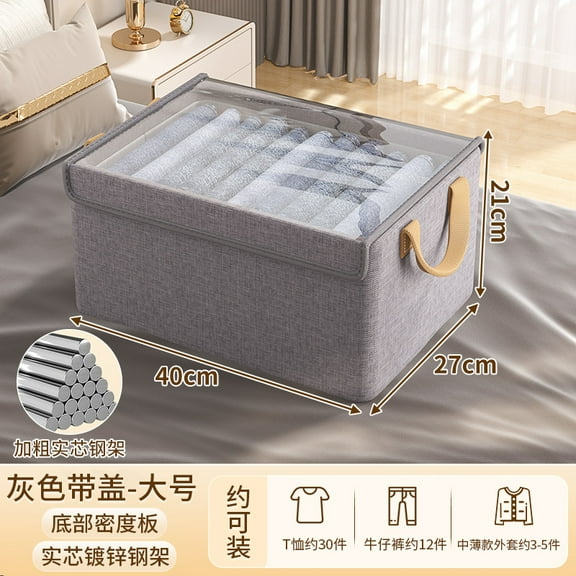 Durable Closet Storage Box with Smooth Pull-Out, Heavy-Duty Steel Frame, Dustproof--Pack of 2