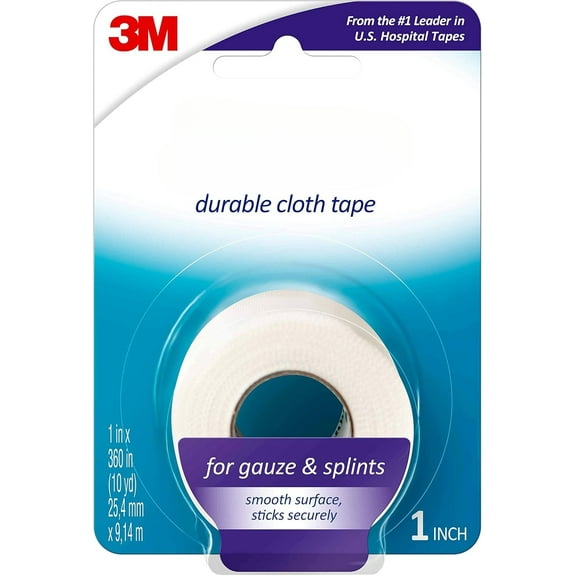 Durable Cloth Tape, Woven Tape, Securely Holds Bulky Wound Dressing - 1 In x 10 Yds, 2 Rolls of Tape