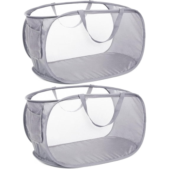 HEETLY 76L Collapsible Laundry Basket, Pop Up Mesh Laundry Hamper with Handles, Reinforced Steel Ring & Upgraded Durable Material, Foldable Laundry Basket for Dorm Travel Bathroom