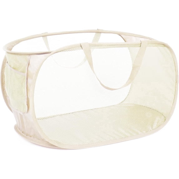 HEETLY 76L Collapsible Laundry Basket, Pop Up Mesh Laundry Hamper with Handles, Reinforced Steel Ring & Upgraded Durable Material, Foldable Laundry Basket for Dorm Travel Bathroom