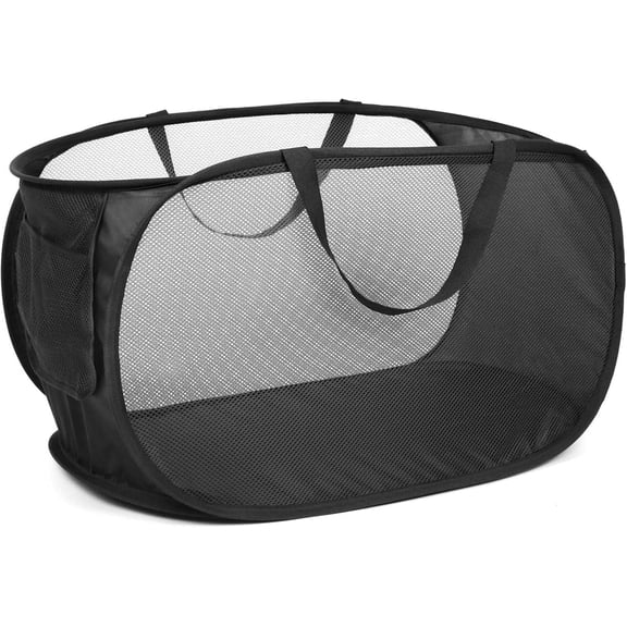 HEETLY 76L Collapsible Laundry Basket, Pop Up Mesh Laundry Hamper with Handles, Reinforced Steel Ring & Upgraded Durable Material, Foldable Laundry Basket for Dorm Travel Bathroom