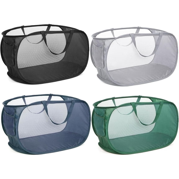 HEETLY 76L Collapsible Laundry Basket, Pop Up Mesh Laundry Hamper with Handles, Reinforced Steel Ring & Upgraded Durable Material, Foldable Laundry Basket for Dorm Travel Bathroom