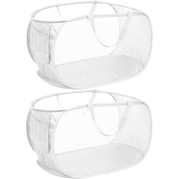 HEETLY 76L Collapsible Laundry Basket, Pop Up Mesh Laundry Hamper with Handles, Reinforced Steel Ring & Upgraded Durable Material, Foldable Laundry Basket for Dorm Travel Bathroom