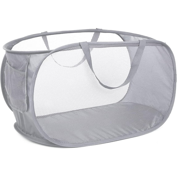 HEETLY 76L Collapsible Laundry Basket, Pop Up Mesh Laundry Hamper with Handles, Reinforced Steel Ring & Upgraded Durable Material, Foldable Laundry Basket for Dorm Travel Bathroom