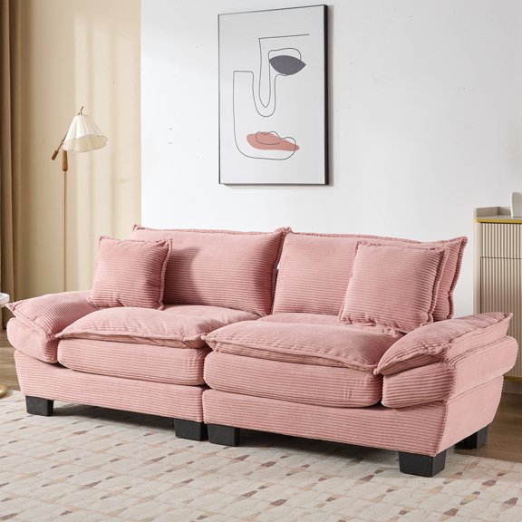 Durable Corduroy Design - 2 Back Pillows for Back Support - Living Room, TV Time - Supportive Sofa Seating