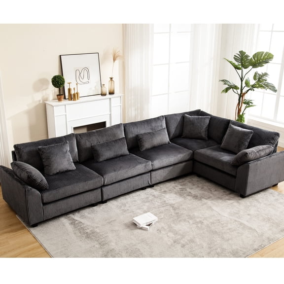 Durable Corduroy Upholstered Modular Sofa / Flexible Combination for Residential Use