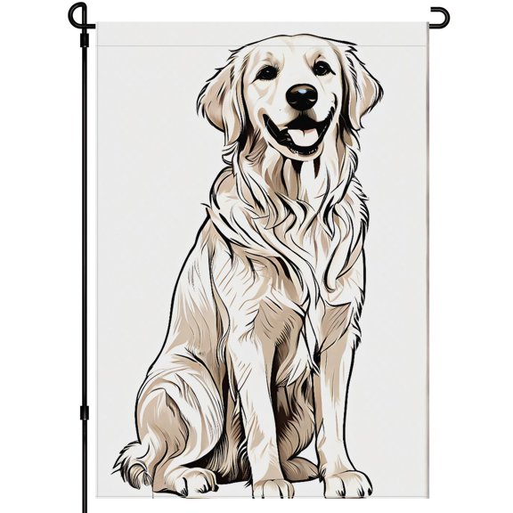 Durable Cute Dog Face Retriever Dog Large Garden Flag Puppy Stickers Camper Decorations, 28x40 Inches Colorful Cartoon Golden Retriever Happy Smile Outdoor Garden Decor for Porch Farmhouse Decoration