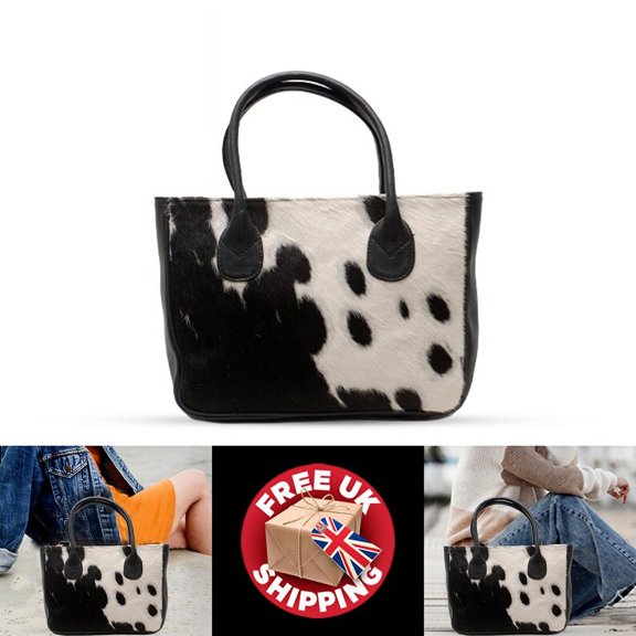 Durable Dark Brown and White Cowhide Purse – This Hair on Leather Tote Bag is Perfect for Work, School, or Everyday Errands with a Chic Look!