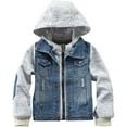 thumbnail image 1 of Durable Denim Jacket For Boys With Adjustable Hood Classic Casual Coat For Kids And Youth, 1 of 9