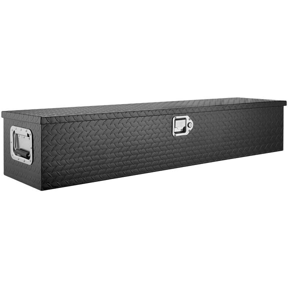 Durable Diamond Plate Aluminum Tool Box with Lock & Side Handles, Heavy Duty Storage Chest for Pickup Trucks, Trailers, RVs - 48x15x15 Inches, Black