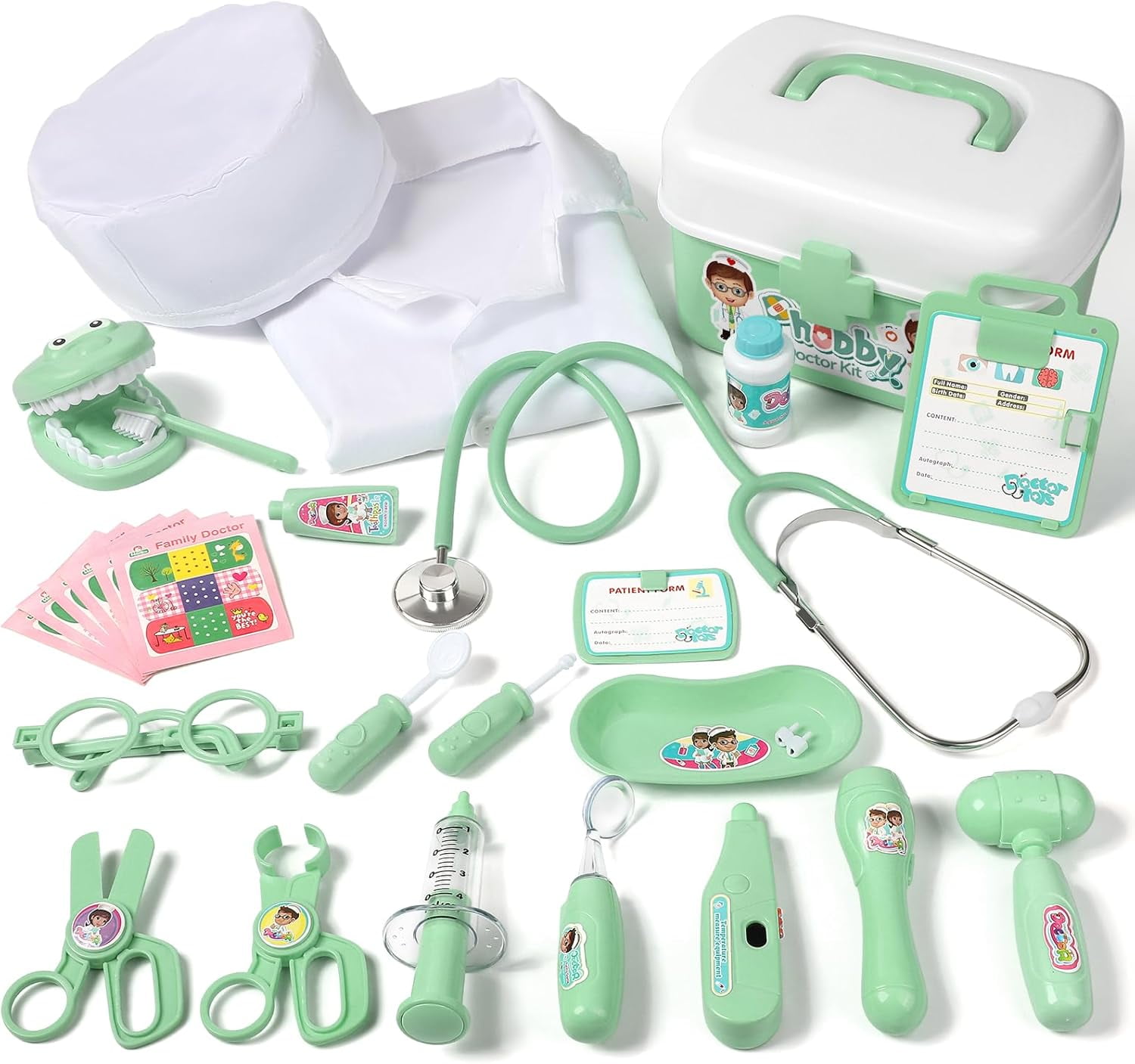 Durable Doctor Kit for Kids, 27 Pcs Deluxe Pretend Play Medical