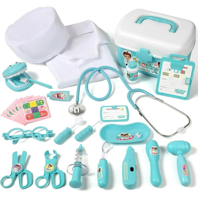 Durable Doctor Kit for Kids, 27 Pcs Deluxe Pretend Play Medical Kit Toy with Real Stethoscope, Doctor Kit for Toddlers Boys Girls Aged 3 4 5 6 7 8(Pink)