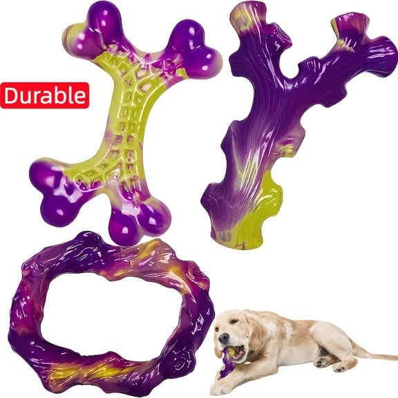Durable Dog Chew Toys for Aggressive Chewers - 3-Pack Unbreakable Nylon Toys for Large Breeds, Tough & Long-Lasting