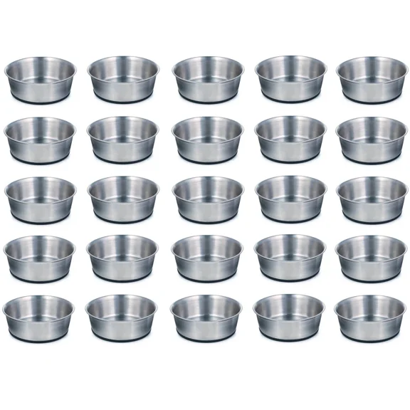 Durable Dog Dish Bulk Packs Silicone Rubber Base Bowls Non Skid No Slip or Slide (88 oz - 25 Dishes)