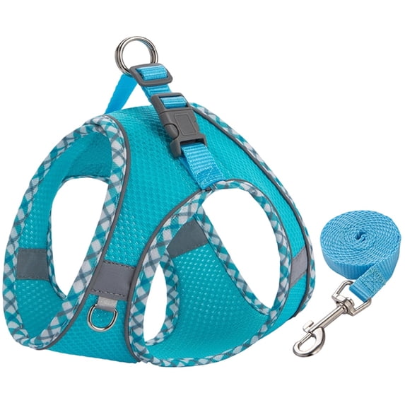 Durable Dog Harness and Leash Set for Walking, Step in Vest Harness with Reflective Bands for Small Dogs and House Cats Blue XXS