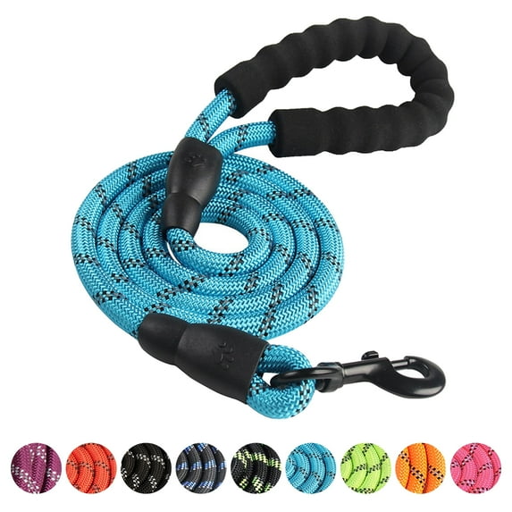 Durable Dog Leash, 5 FT/6 FT, 1/2", Padded Handle Nylon Dog Reflective Leash for Small Medium & Large Dogs Walking(5 ft, Blue)