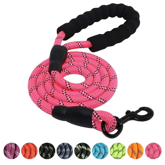 Durable Dog Leash, 5 FT/6 FT, 1/2", Padded Handle Nylon Dog Reflective Leash for Small Medium & Large Dogs Walking(5 ft, Pink)