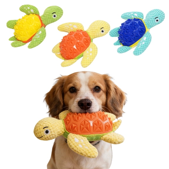 A Durable Dog Toy with Squeaker, Cute Turtle Design with Bright Color, Good for Both Chewing and Playing, 13.39 inches Design is Suitable for Medium and Large Dogs(Yellow)